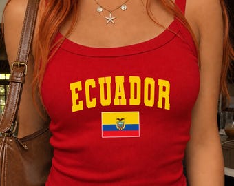Ecuador Tank Top Y2K Style, Ecuador Flag Tank Top, Football Fan Tank Top, Gift for Her