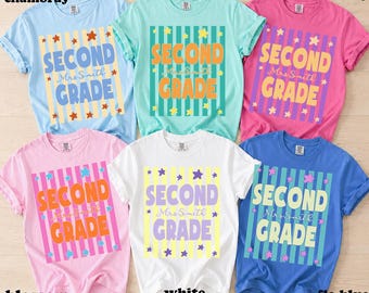 Custom Back to School Teacher Shirt, Teacher Gift, Teacher Team Shirts, Grade Level Tee,  Stripe Second Grade Shirt, Back to School Shirt