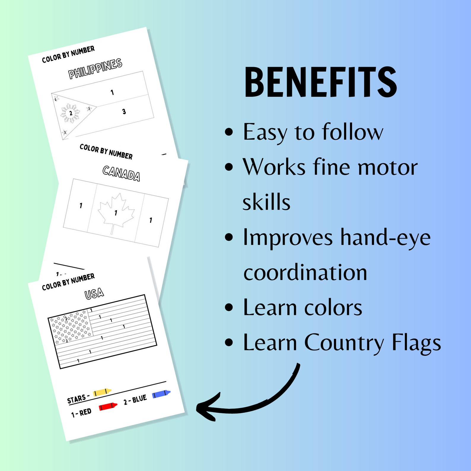 Color by Number for Kids Color by Number Printables Color by Number Coloring Pages Country Flags ...