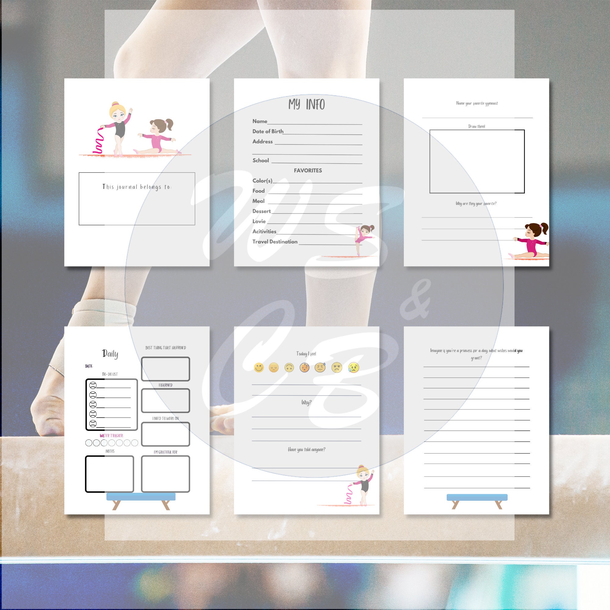 Gymnastics Printable Printable Kids Daily Journal Girls Journal Dance gymnastics-printable-printable-kids-daily-journal-girls-journal-dance