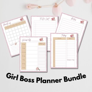 Girl Boss Planner Bundle- Girl Boss Monthly Planner - Girl Boss Planner - Girl Boss Printable - Weekly Planner Page