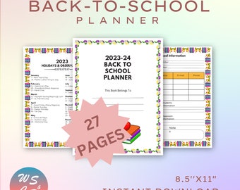 Back To School Planner Pages Back To School Planner Pdf Printable Student Planner Pages Printable Back To School Planner Printable Student