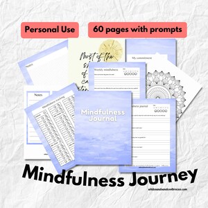 Mindfulness Journal with prompts - Mindfulness Journal pdf - MIndfulness Journal digital - Mindfulness Planner and Journal