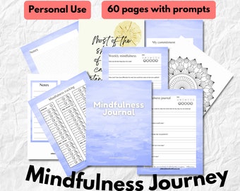 Mindfulness Journal con indicaciones - Mindfulness Journal pdf - MIndfulness Journal digital - Mindfulness Planner and Journal