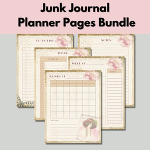 Junk Journal Planer Bundle - Junk Journal Monatsplaner - Junk Journal Planer - Printable Junk Journal - Wochenplaner Seite