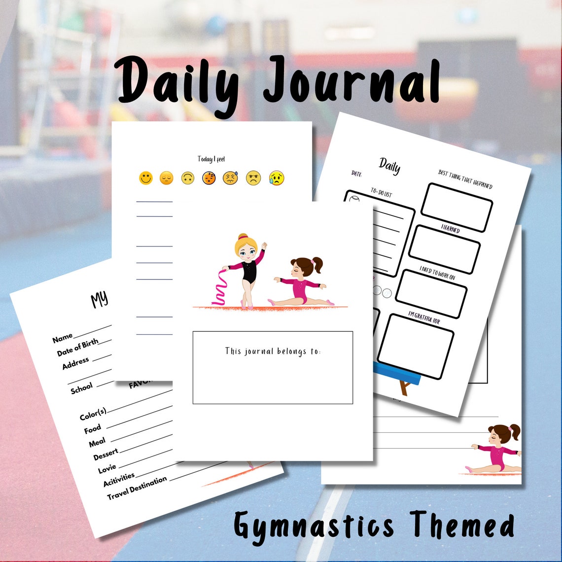 Gymnastics Printable - Printable Kids Daily Journal - Girls Journal ...