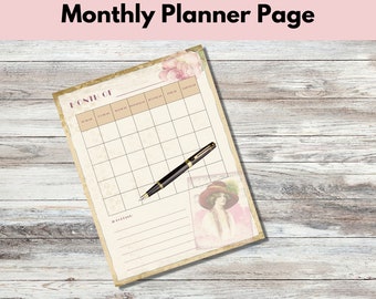 Junk Journal Monthly Planner - Junk Journal Planner Printable - Undated Monthly Planner Page  - Junk Journal Planner
