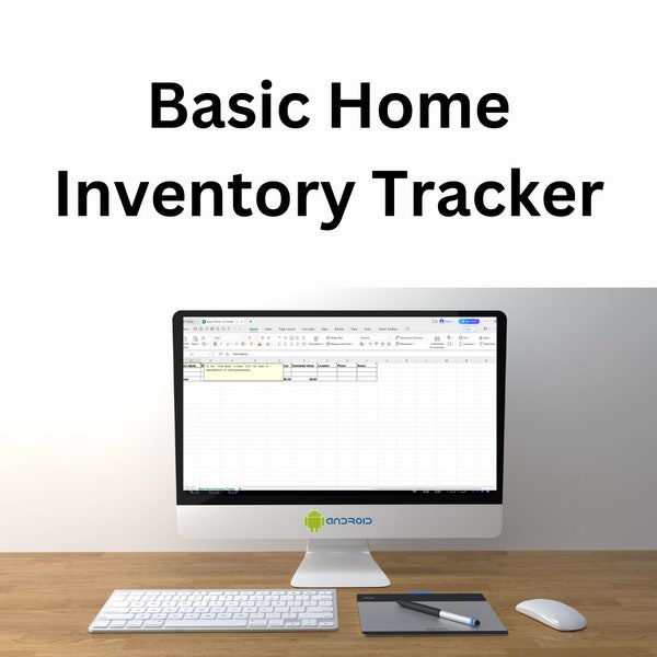 Basic Home Inventory Tracker - Possession Catalog - Home Organization Spreadsheet - Insurance Documentation - Clutter-Free Home