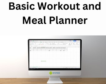 Entraînement de base et planificateur de repas - modèle de programme de remise en forme - organisateur de régime et d'exercice - feuille de calcul de vie saine - planification de bien-être