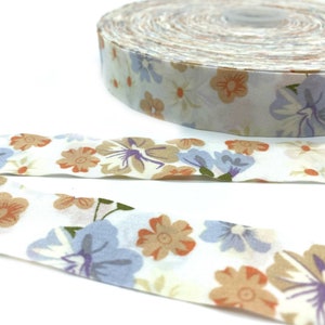 Ruban fleurs élégantes 25 mm, ruban adhésif double face coton/polyester, 1" de large