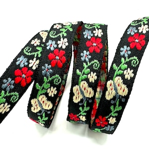 11mm Midnight Butterfly Ribbon Woven Black Trim for Doll Clothes Decoration Baby