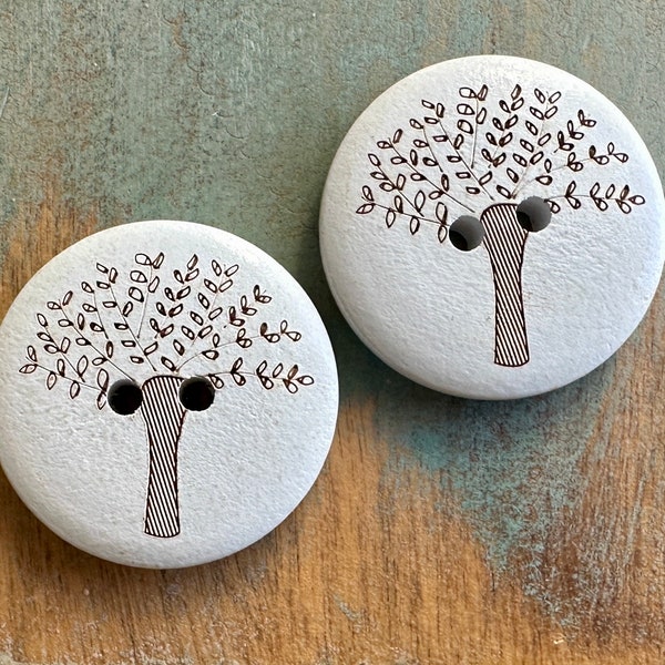 Tree of Life Wood Buttons 6 Piece 3cm Nature Button for Cardigan Gift for Mom White Fastener for Baby Clothes Baby Button Minimalist