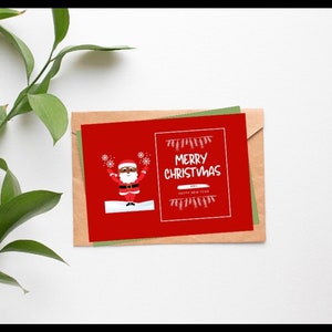Download de cartão de Natal para impressão do Papai Noel preto para os feriados (somente cópia digital) | Cartão de Santa | Cartão de Santa de Digitas | Papai Noel fofo |