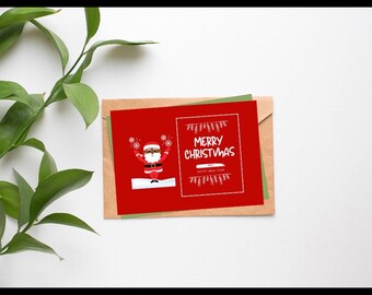 Schwarzer Weihnachtsmann Druckbare Weihnachtskarte Für die Feiertage (Nur Digital Copy) | Weihnachtsgrußkarte | Digitale Weihnachtskarte | Süßer Weihnachtsmann |