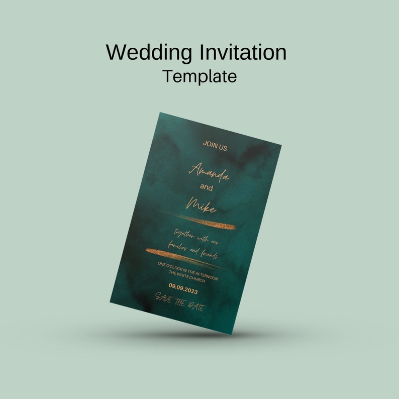 Emerald Green & Gold Wedding Invitation Set INSTANT DOWNLOAD - Etsy