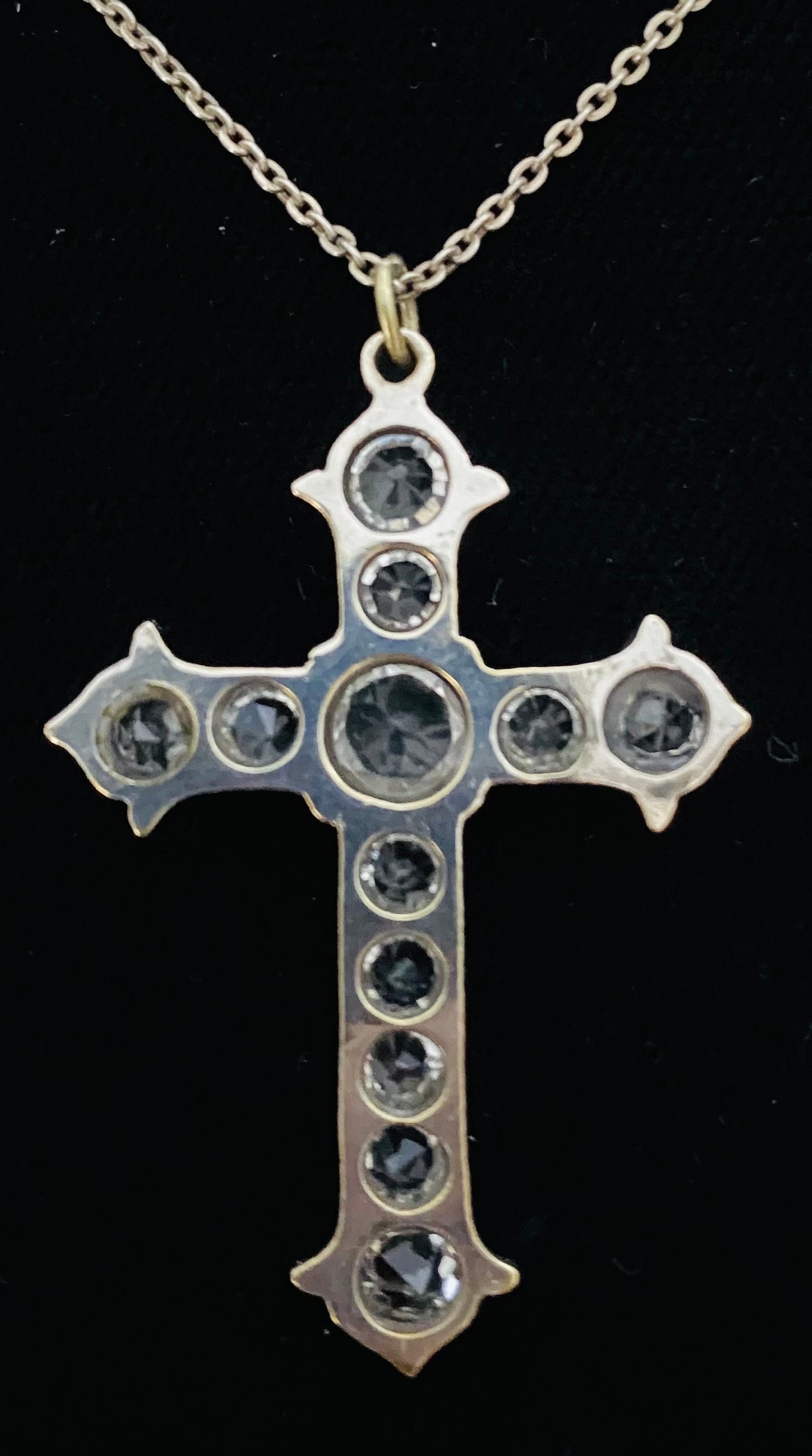 Antique Georgian Silver Paste Cross Pendant With Silver Chain - Etsy