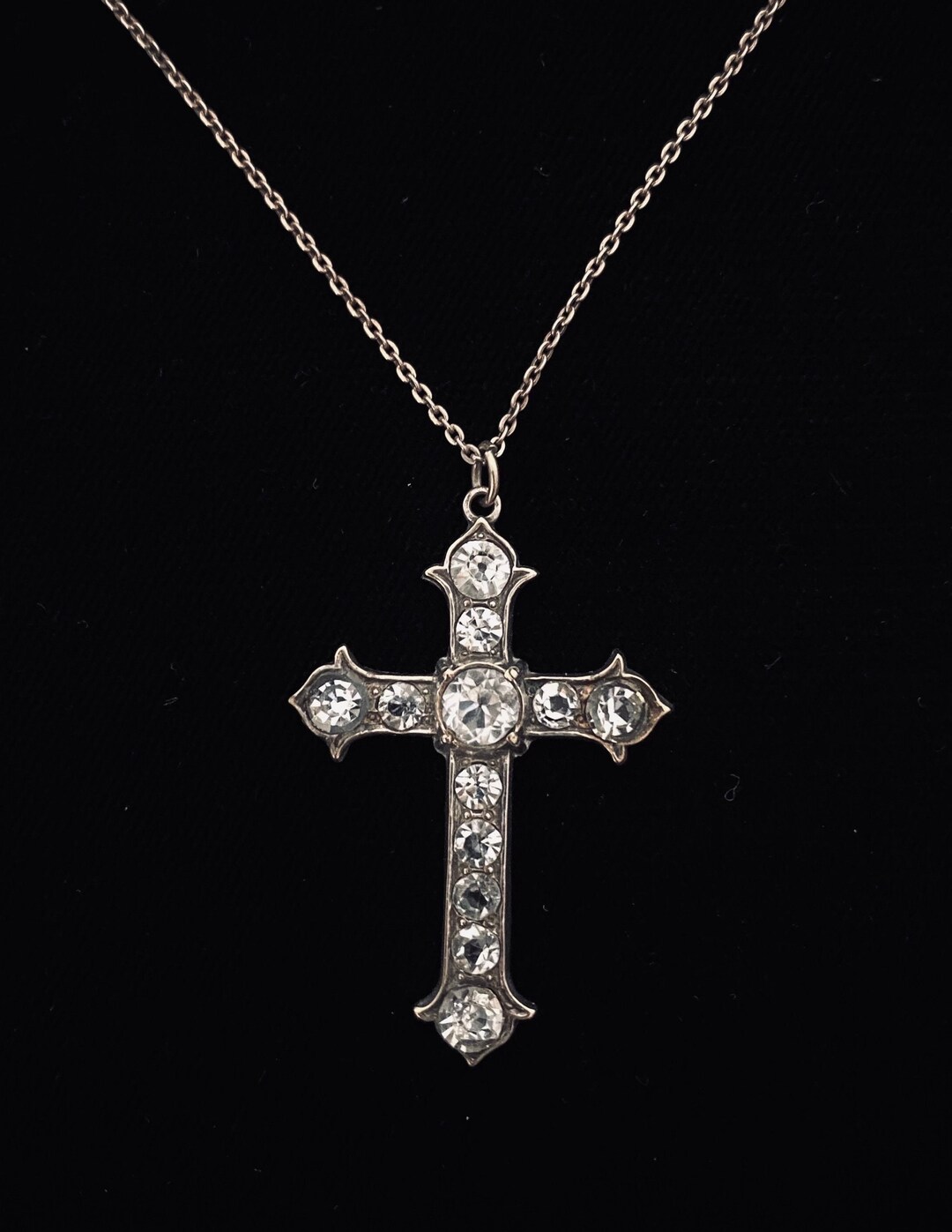 Antique Georgian Silver Paste Cross Pendant With Silver Chain - Etsy