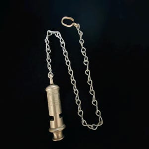 Vintage British The Metropolitan Police Whistle by J Hudson & Co Birmingham with Hook Chain