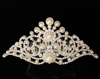 Vintage Crystal & Pearl Hair Comb Wedding, Prom, Party