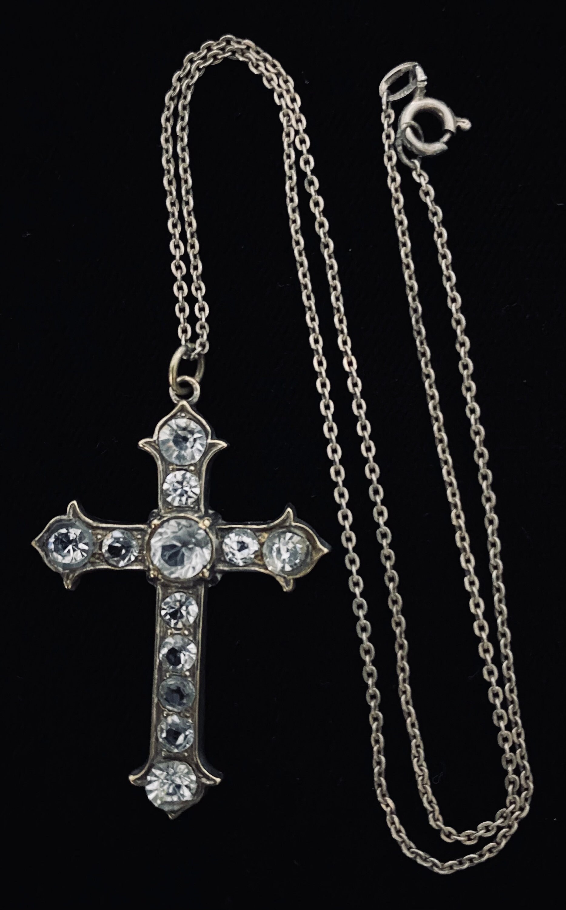 Antique Georgian Silver Paste Cross Pendant With Silver Chain - Etsy