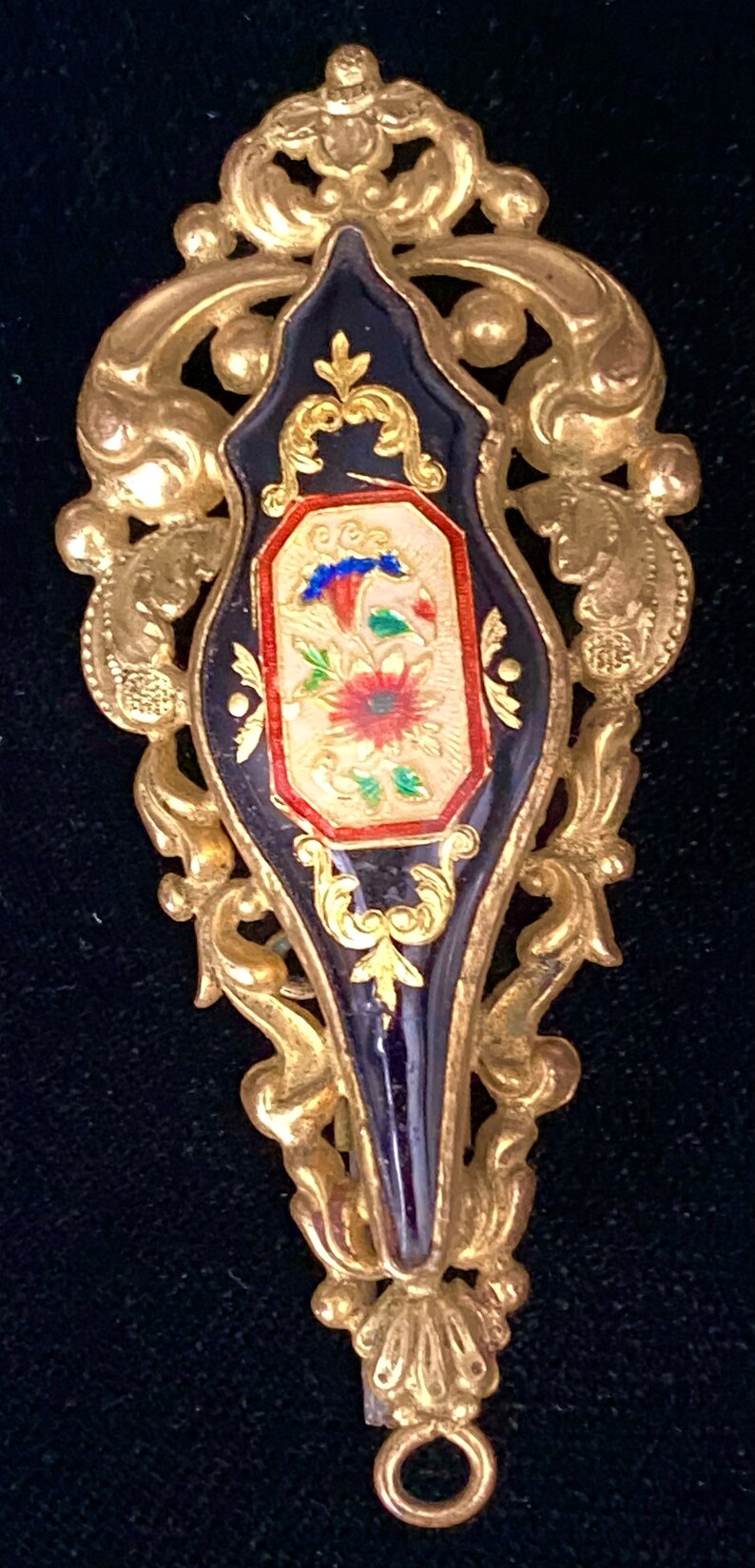 Antique Austro Hungarian Pinchbeck and Enamel Wedding Posey Flower
