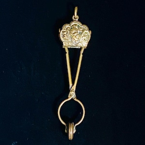 Antique Victorian Brass Rose, Glover Leaf, Thistle Chatelaine Skirt Lifter