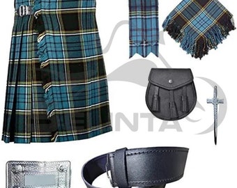 Tartan kilt tradizionale fatto a mano da uomo 7 pezzi Vestito kilt da uomo Abito kilt diserbo disponibile in diversi tartan