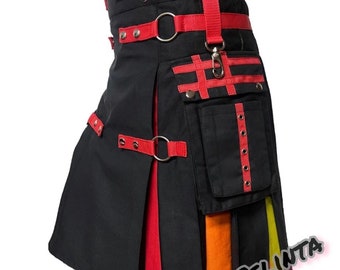 Cinturini da uomo fatti a mano nuovo rainbow hybrid kilt nylon cotone nero
