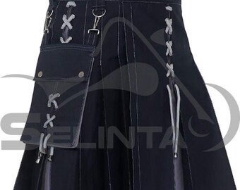 Mens Fashion Hybrid Kilt Scottish Vintage Fashion Utility Kilts For Men