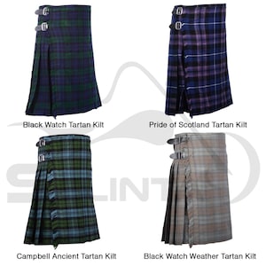 Mens Scottish Highland Men&#39;s Tartan Handmade Kilt Traditional Wear 5 Yard Kilts Available in Various Tartans
