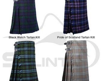 Mens Scottish Highland Men's Tartan Handmade Kilt Traditional Wear 5 Yard Kilts disponibili in vari tartan