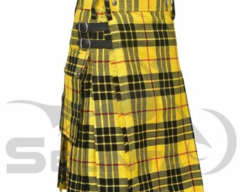 Scottish Men's Handmade macleod of lewis Tartan Utility kilt