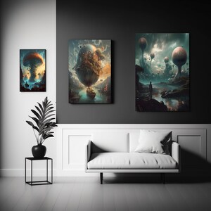 Wall art print - Surreal Fantasy Set of 3 digital Prints - Digital Download - Bundle - JPG  - Printable - ai generated