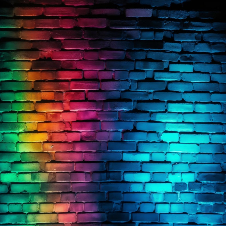 Neon Brick Wall Backgrounds Set of 16 Brick Wall Backgrounds PNG Files