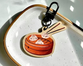 Cute Kawaii Dim Sum Dumpling Bao Keychain, Asian Food Keychain