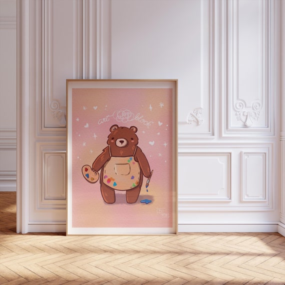Artist Kawaii Illustration Print, Cute Office Art