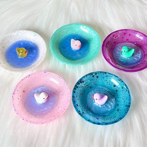 Duck Pond Mini Ring Dish / Rubber Duckie Ring Dish / Ring Bowl / Handmade Home Decor / Jewelry Display / Trinket Dish / Cottage Core image 2