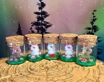 Unicorn in a Jar aka Tiny Terrarium Buddies / Adopt a Desk Pet Unicorn / Fairy Garden Mini Figurine / Cottage Core / Unique Gift / Fairycore