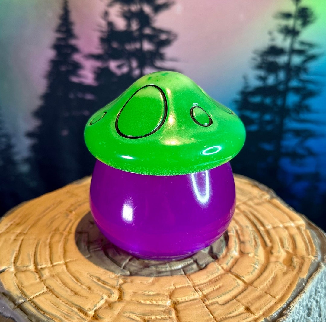 Glow in the Dark Mushroom Jar / Stash Jar / Cottage Core / Handmade Kitschy Retro Home Decor