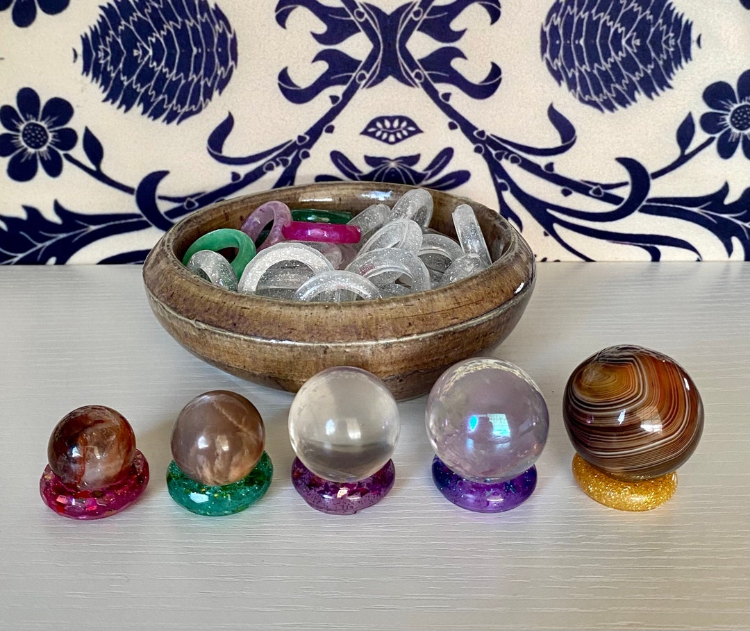 Lot of 5 MINI Ring Sphere Stands for Mini Small Spheres / Resin Ring ...