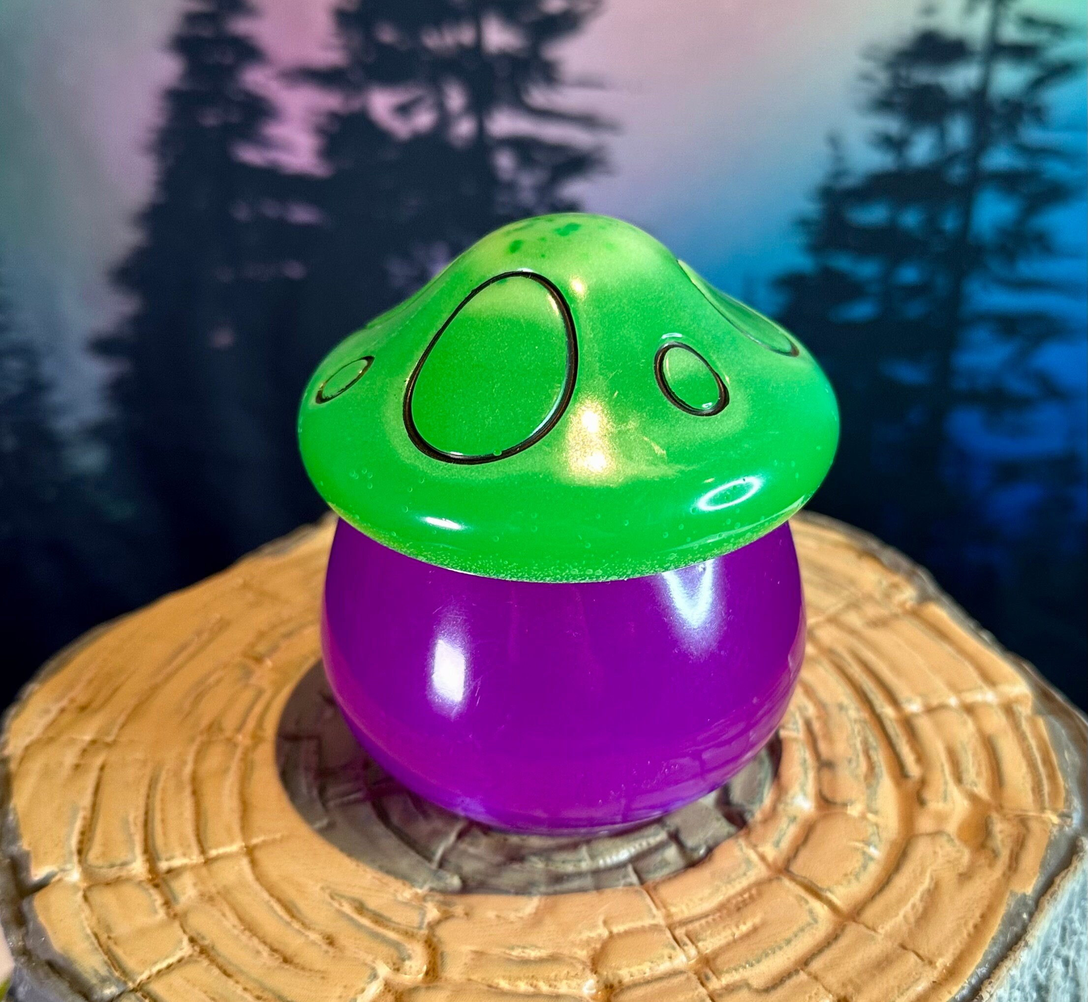 Glow in the Dark Mushroom Jar / Stash Jar / Cottage Core / Handmade Kitschy Retro Home Decor