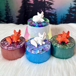 Fox Trinket Box / Cottage Core / Handmade Kitschy Home Decor / Jewelry Box / White Fox / Red Fox / Storage Container Decorative