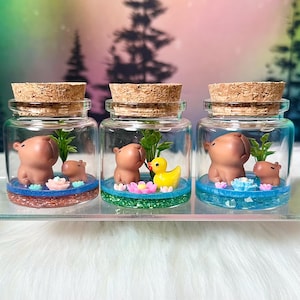 Capybara Pond Miniature Desk Pet / The Original Tiny Terrarium Buddies / Pond In a Jar / Desktop Decor / Fairy Garden / Capybara Families