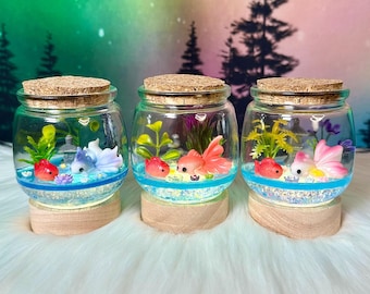 Light-up Goldfish Terrarium Lamp Re-stocked 5/20. The Original Tiny Terrarium Buddies / Desk Pet / Aquarium Fish Tank / Koi Pond Night Light