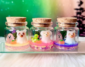Petit terrarium fantôme lumineux pour animal de compagnie / Chiot fantôme / Chat fantôme / Animal de bureau de bureau / Effrayant / Adoptez un animal de compagnie / phosphorescente / Halloween