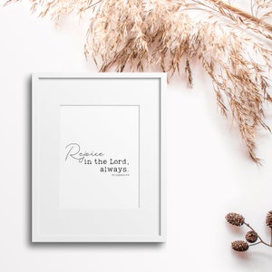 Bible Verse Wall Art | Bible Verse Printable | Printable Wall Art | Philippians 4:4 Printable | Scripture Wall Art | Simple Bible Verse Art