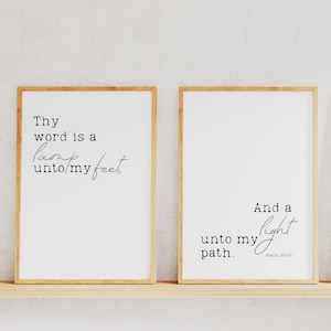 Bible Verse Wall Art | Bible Verse Printable | Printable Wall Art | Thy Word is a Lamp Unto My Feet | Scripture Wall Art | Bible Verse Art