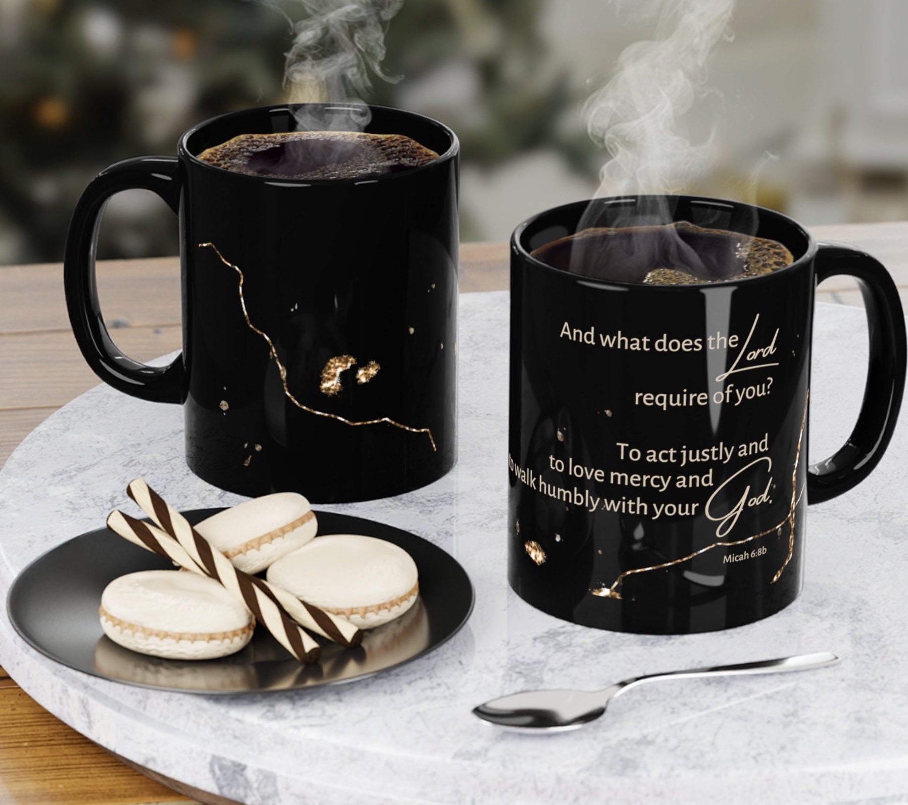 What does the Lord require of you? | Act justly, love mercy, walk humbly | Scripture mug | Bible Verse Mug | Micah 6:8b Black mug, 11oz