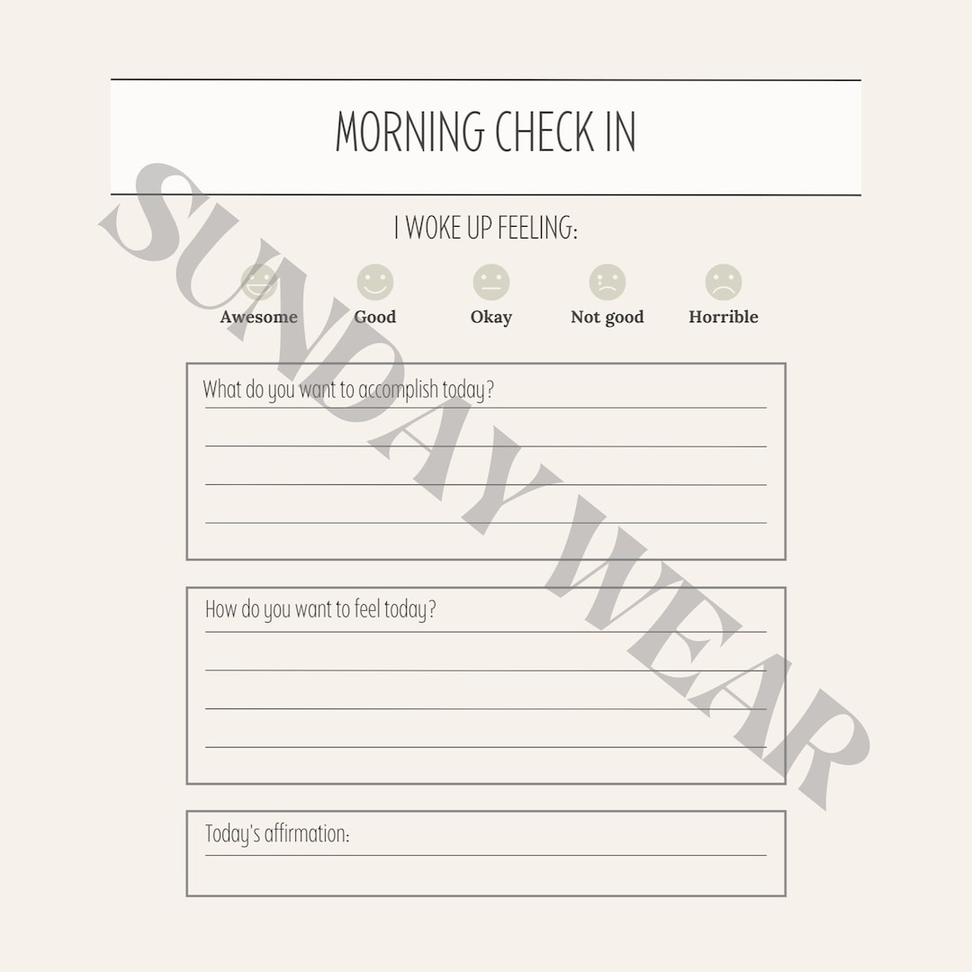 Morning Journal Template Self Care Journalling Mental Etsy Morning Journal Template Self Care Journalling Mental Etsy
