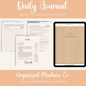 Light Brown Leather Digital Daily Journal | GoodNotes Daily Journal | Daily Gratitude Journal | Daily Self-Discovery Journal | Diary Journal